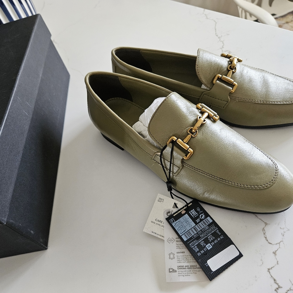 Massimo dutti Zara LEATHER LOAFERS WITH METAL BUCKLE NWT US 7.5/ EUR 38 - Picture 8 of 8